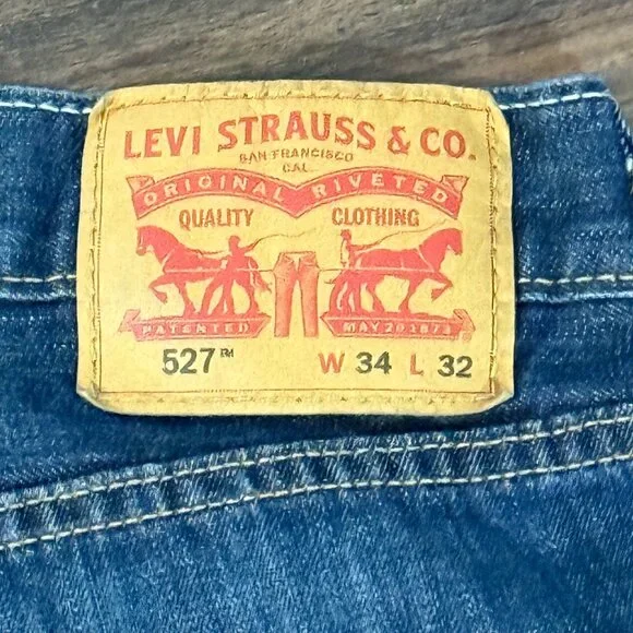 Levi 527 Slim Bootcut Jeans Men’s Size 34x32 Dark Wash Denim NWOT - Picture 5 of 6